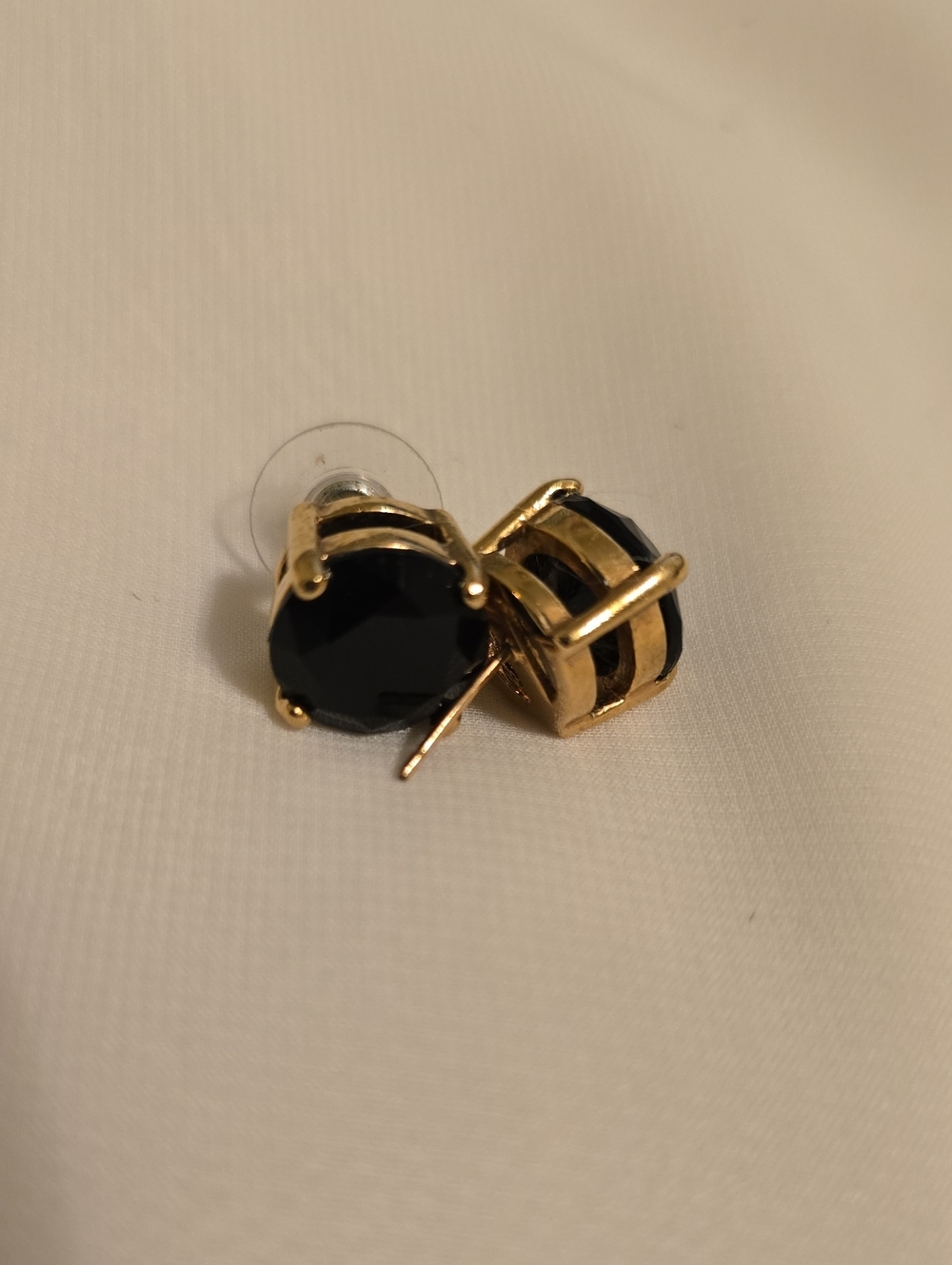Gold Plated Dark Blue Crystal Stud Earrings